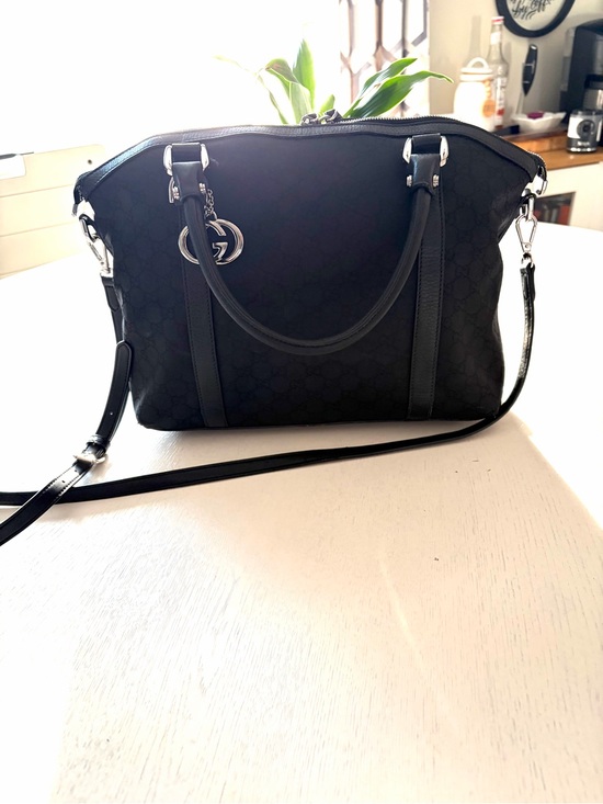 Gucci Handbags - Gucci Black GG Charm Dome Satchel featuring silver-tone hardware